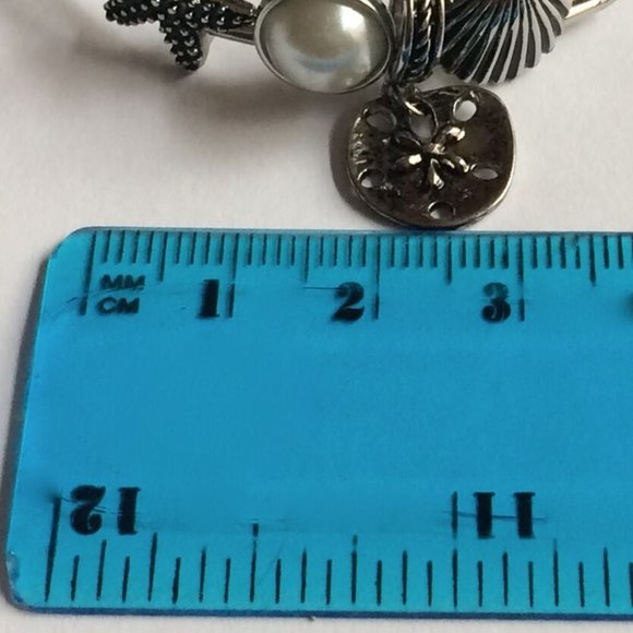 Sand Dollar Starfish Shell Charm Bracelet 8" Pearl Island Sea Life Silver Plated - Picture 11 of 11